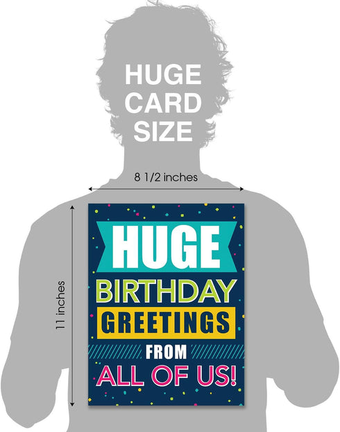 Big Blue Birthday Card From All Of Us, 8.5" x 11" Large Greeting Card Made In The USA