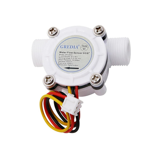 3/8" Water Flow Sensor Food-Grade Switch, Hall Effect Flowmeter Fluid Meter Counter 0.3-10L/min