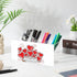 Ainavmxzs 4 Cute Red Hearts Acrylic Makeup Cup Holder With Compartments Makeup Brush Holder Organizer Brush Storage Bar