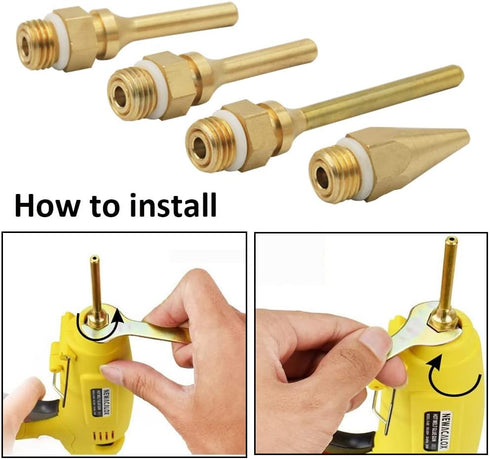 Eyech 4 Pack Interchangeable Hot Glue Gun Nozzles, Copper Assortment Set for Craft Repair Tool
