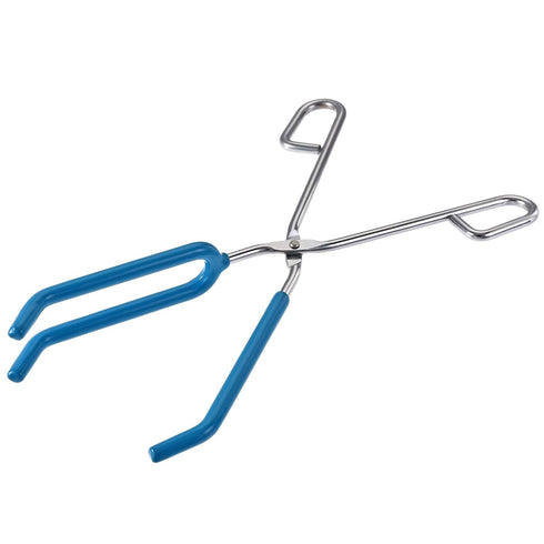 uxcell 3 Prongs Lab Beaker Tongs, Stainless Steel 11.81-inch Opens Up to 215mm Width, 2Pcs Blue