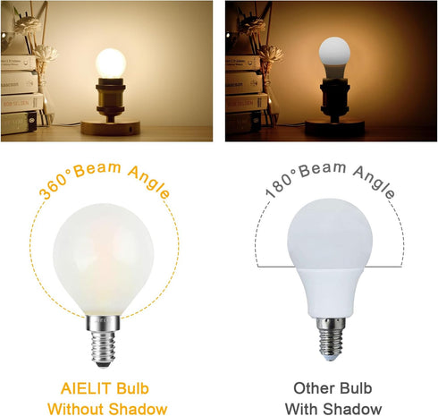 Dimmable G15 Bulb(25W 2W E12 Bulb, G15 Bulb 200 3000K, 6-Pack Frosted LED Light Equivalent), Globe LED Small Chandelier