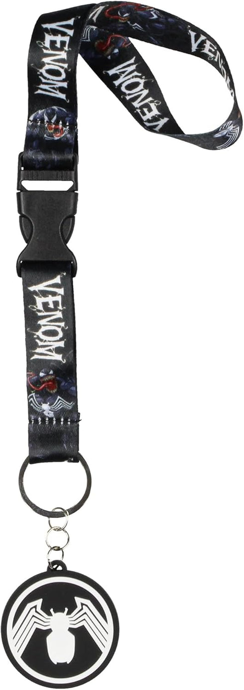 Bioworld Marvel Venom Wrist Strap Lanyard for Keys, 2" Rubber Keychain Hand and Wrist ID Badge Holder