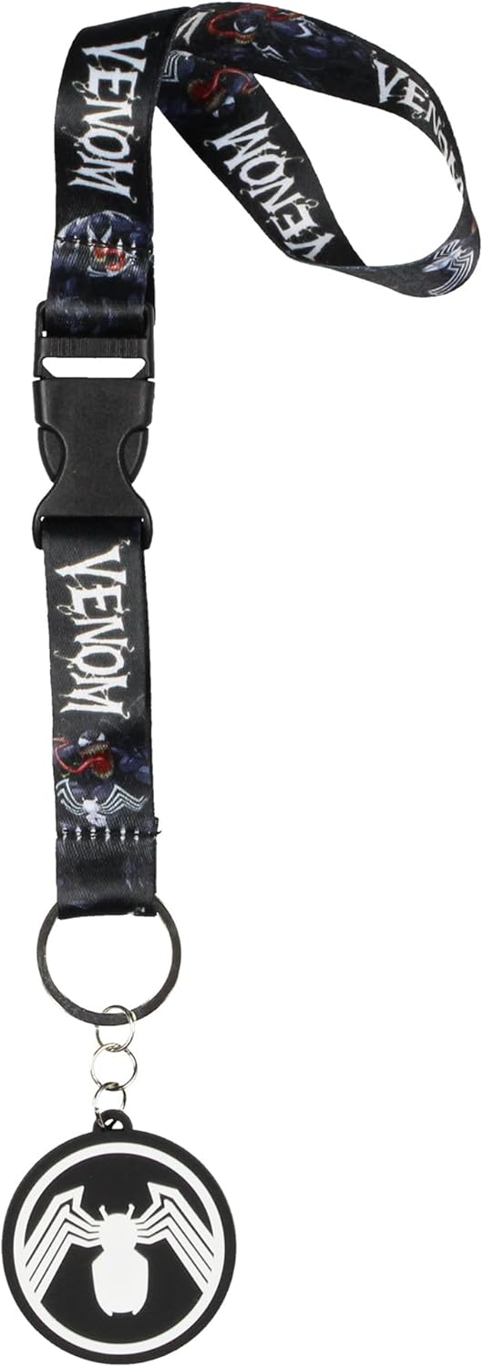 Bioworld Marvel Venom Wrist Strap Lanyard for Keys, 2" Rubber Keychain Hand and Wrist ID Badge Holder