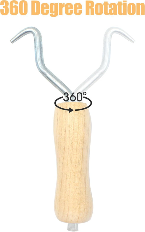 Rebar Twister with Wooden Handle - Concrete Iron Wire Tie Twister Tool for Fence Twisting, 3 Pack