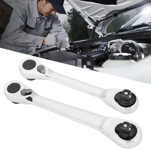 Tomotato 1/4-Inch Mini Double Headed Ratchet Wrench, 72 Tooth Drive Socket and Screwdriver Bit for Tight Spaces