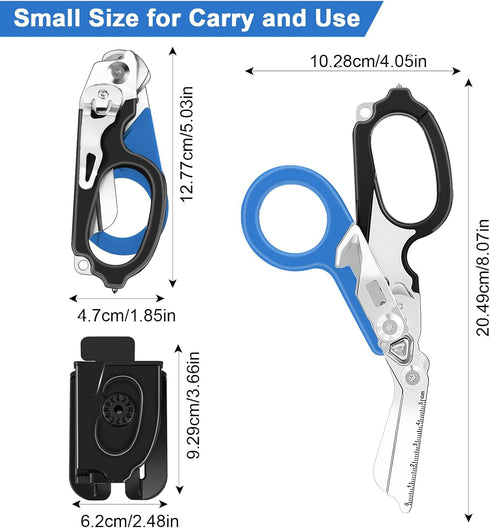 6 1 3 Pack in Multifunctional Trauma Medical Scissor Foldable with Holster and Medical Shears,Stainless Steel Emergency