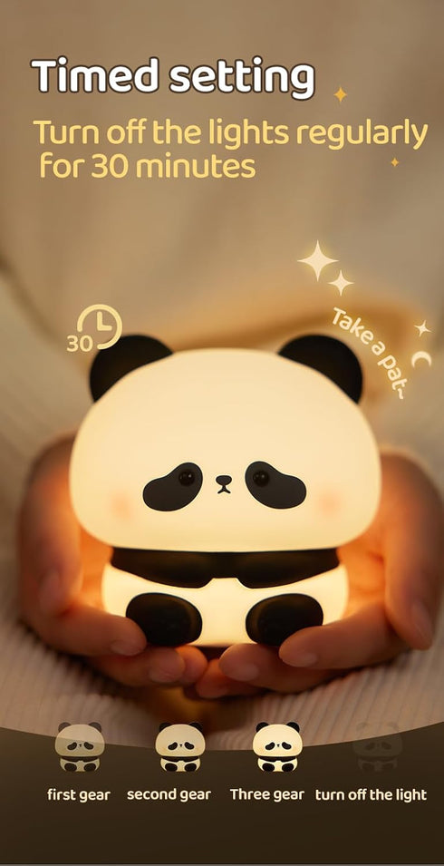 3 Dimmable ATSUI Cute Panda Night Light, LED Squishy Novelty Animal Night Lamp, Food Grade Silicone, Level Rechargeable