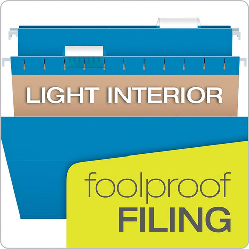 Pendaflex Recycled Hanging Folders, Blue, Letter Size, 1/5 Cut, 25/BX (81603)