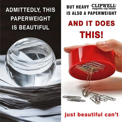 Blue Feather Clipwell Magnetic Paper Clip Holder - Easy Toss & Pick-Up, White - Holds Various Metal Parts