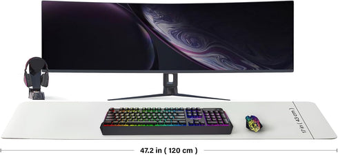 Large Desk Mat - 47.2"x 17" Non-Slip PU Desk Pad for Office and Home, Ideal for Large Mouse Pad on Desks (White)