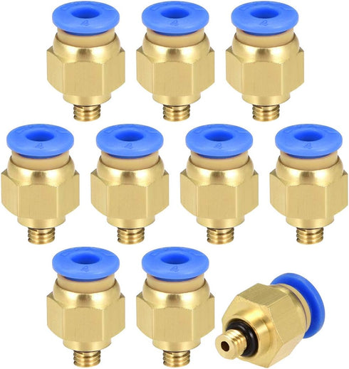 uxcell Straight Pneumatic Push to Quick Connect Fittings, M5 Male x 4mm Tube OD, 10pcs