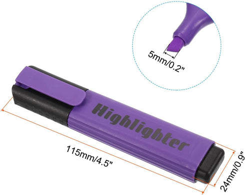 PATIKIL Highlighter Pen, 10 Pack Water Based Broad Tip Writing Marker Pens for Office Home Daily Use, Style 3, Purple