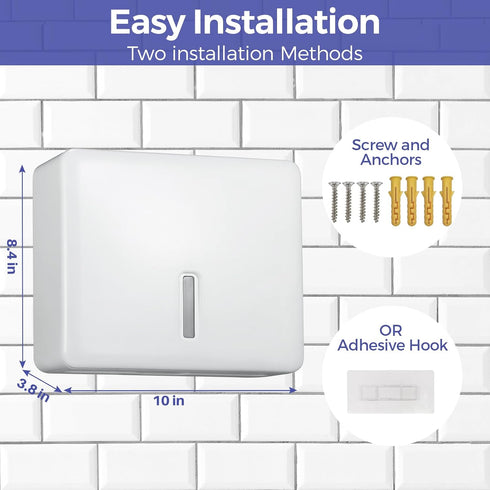 Commercial Stardrix Multifold Paper Towel Dispenser Wall Mount (White) Large Capacity C-Fold, Trifold, and Folded Hand