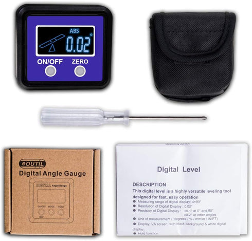 eOUTIL Digital Angle Gauge and Protractor, Inclinometer Level Box with Magnetic Base for Woodworking and Construction