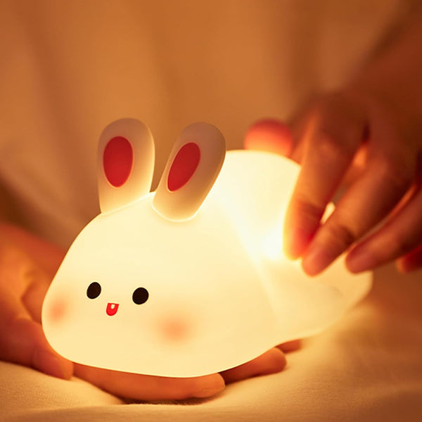 Bunny Lamp, Rabbit Night Light with Timer, Soft Silicone Big Face Bunny