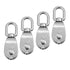 Rocaris 4 Pack Stainless Steel Wire Rope Crane Double Pulley Block - M20 Lifting Crane Swivel Hook