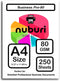 Nuburi A4 Size Printer Paper, 80 gsm / 21 lb, Great for Professional Documents, 250 Sheets