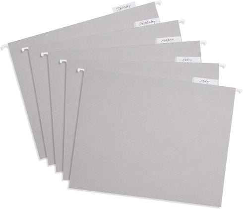 Blue Summit 25 Pack Hanging File Folders, Letter Size, Gray for Organization