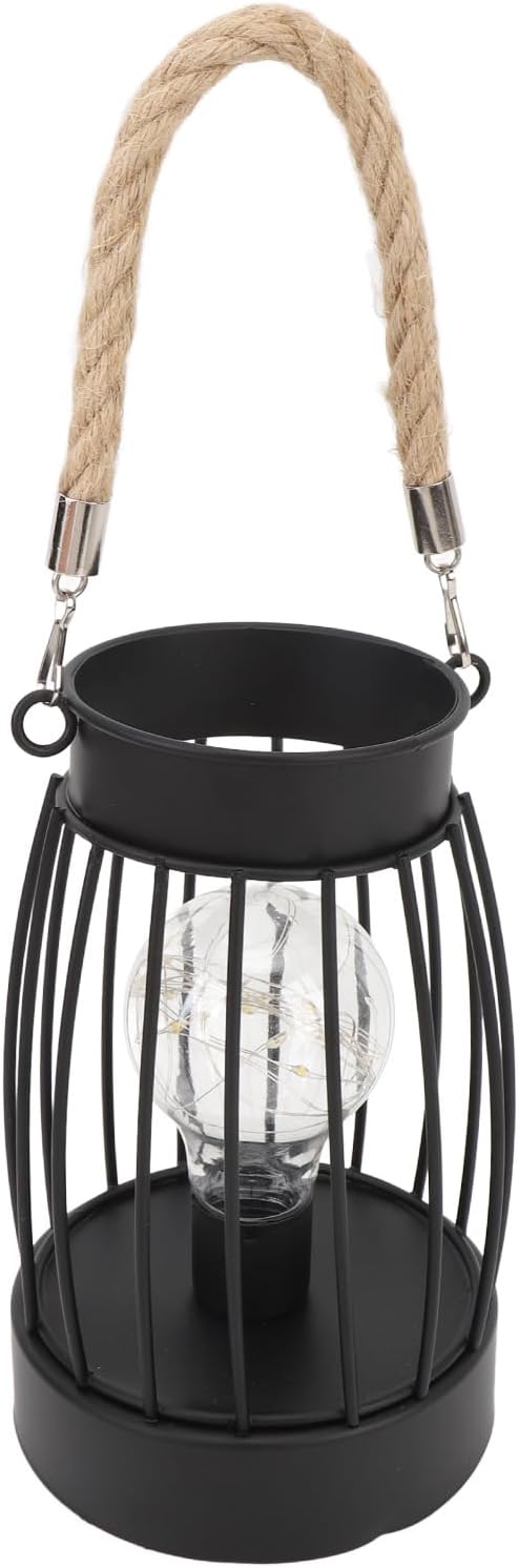 Fdit Rustic Retro Decorative Lantern Metal Table Lantern Battery Operated Vintage Warm