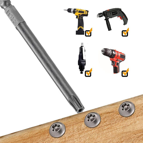 11PCS Torx Head Screwdriver Bit Set, 1/4 inch Hex Shank S2 Steel, Magnetic Security T6-T40