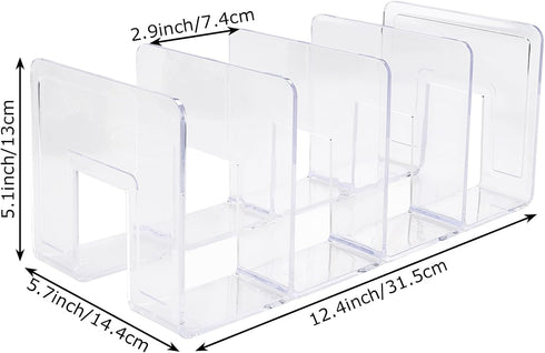 LOEQIAN 4 Pack Clear Acrylic Desk File Sorter, Purse Organizer Clutch Divider, Mesh Folder Office Supplies Stand, 4