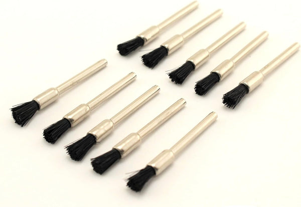 TMAX 10 pc Nylon Bristle Pen Wire Brush #405 with 1/8 Inch Shank for Dremel and Rotary Tools