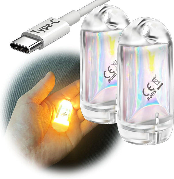 USB Mini LED Lantern, 2 Pack Waterproof EDC Keychain LED Flashlight for