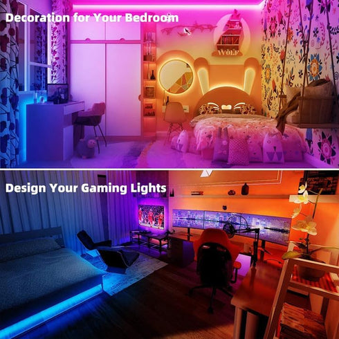 TJOY 100ft Kids Bluetooth LED Strip Lighting, Color Changing Lights for Bedroom, Music Sync RGB LED Light Strip