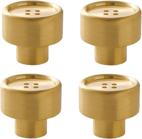 SANCHAKOU Metal Cabinet Handles 4 Pack Bedside Table Button Copper Handle Cabinet Door