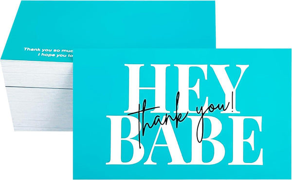 RXBC2011 Hey Babe Card Thank You for supporting small business cards 2x3.5