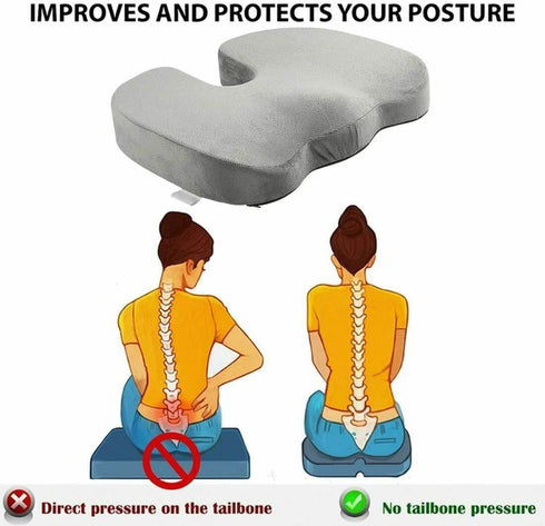 AK TRADING CO. 100% Tailbone Premium Comfort Seat Cushion - Non-Slip Orthopedic Memory Foam Coccyx Cushion for Pain