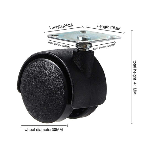 5pcs 1-inch Furniture Casters, Black Nylon Plastic Small Swivel Wheels with Screws