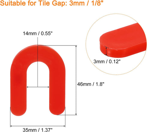 uxcell 100Pcs Horseshoe Shim Tile Spacers, 3mm U Shape Plastic Wall Floor Tile Spacers for Leveling