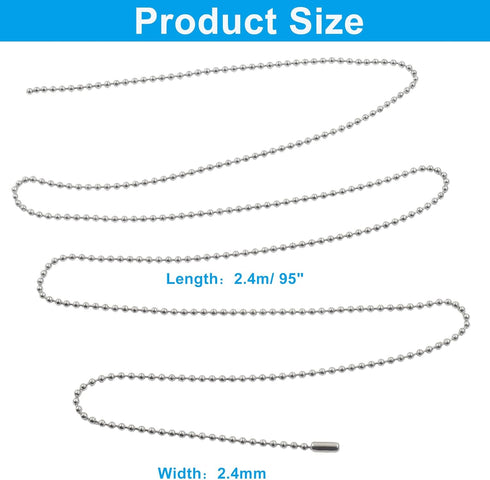 Unlorspy 2Pcs 95-inch 2 2.4mm Ceiling Fan Pull Chain Extender, Standard Chain with Connectors, Rust Proof Copper Beaded