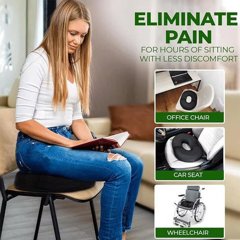 Tailbone Seat Cushion for Car, High-Rebound Memory Foam & Gel Doughnut Pillow for Hemorrhoids, Support, Sciatica Pain