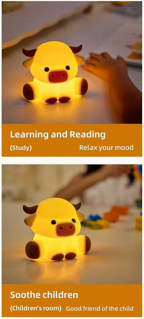 KidoYean 3 Dimmable Cute Highland Cow Night Light, Squishy Highland Cow Novelty Animal Lamp, Level Nursery Nightlight