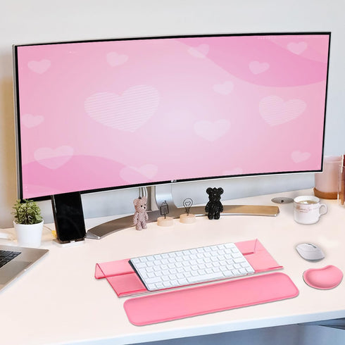 Set Computer Keyboard Wrist Rest Stand for Desktop, Keyboard Holder Easy Typing with Wrist Pad for Office, Home, School