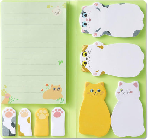 Hommie Cat Sticky Notes Set, 300 Sheets Cute Animal Pads for Cat Lovers, Kids Office School Creative Gifts
