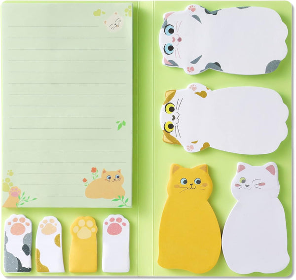 Hommie Cat Sticky Notes Set, 300 Sheets Cute Animal Pads for Cat Lovers, Kids Office School Creative Gifts