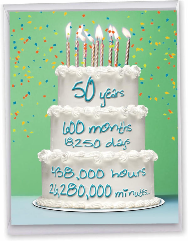 NobleWorks - 50th Big Funny Birthday Card (8.5 x 11 Inch) - Group Milestone Notecard for Year Old Birthday Congrats