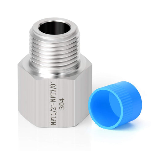 TAISHER 2PCS 304 Stainless Steel Pipe Fitting, Reducer Adapter 3/8-Inch Male x 1/2-Inch Female