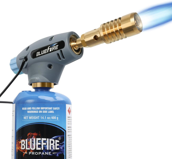BLUEFIRE Handy Cyclone Torch Head, Portable Brass Gas Torch for Soldering, Welding, Plumbing Repair, and Lighting Grills