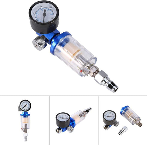 YHG Air Pressure Regulator - Waterproof Car Spray Air Regulator Set with Gauge and In-line Oil Water Trap Filter