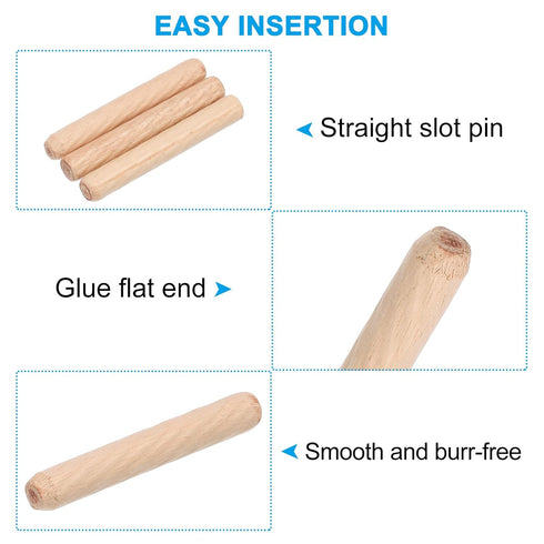 PATIKIL 1/4 Wooden Dowel Pins, 300 Pcs M6x40mm Hardwood Pegs for Crafts and Furniture Projects