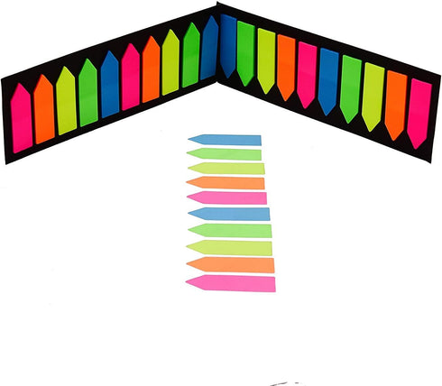 Morepack 2000 Count Neon Color Tape Flag - Page Markers, Index Tab Flags, Sticker Notes, 10 Pack