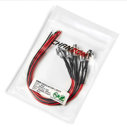 5 8mm 5mm 12V Bulb Chanzon pcs Panel Mount + LED Colored Red Pilot Diode Light (Diffused Round Lens) Universal Flush