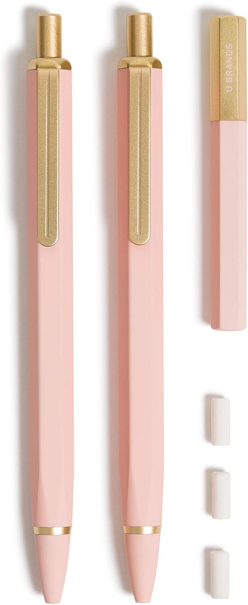 U Brands Blush Cambria Mechanical Pencil, Office Supplies, Soft Touch Barrel, Medium Point, 0.7mm, 2 Count