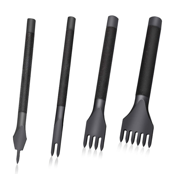 4 Pcs Leather Prong Punch Tool Set, Leather Craft Hole Punches 1/2/4/6 for Stitching Punch Tool (3mm)