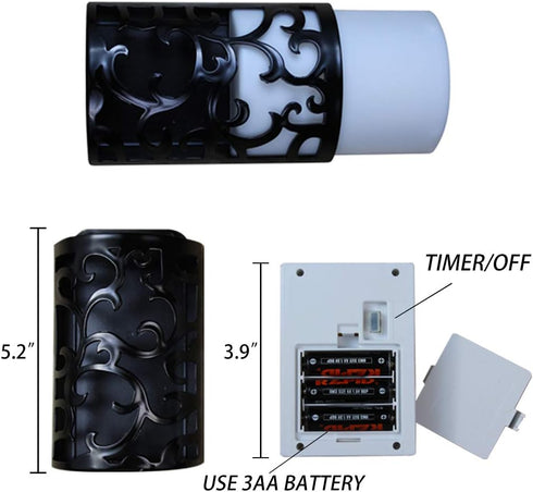 3AA Included),3 Pack WRalwaysLX Decorative Lanterns with Timer, Candle Light Flameless Candles Indoor/Outdoor Wall